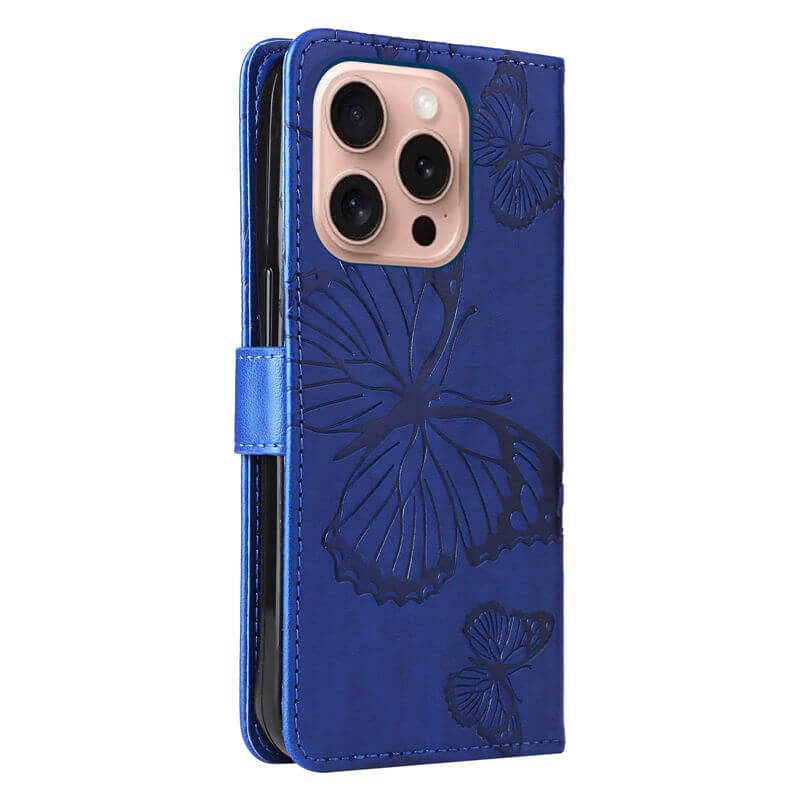 For iPhone 16 Pro Butterfly Embossed Wallet Magnetic Case