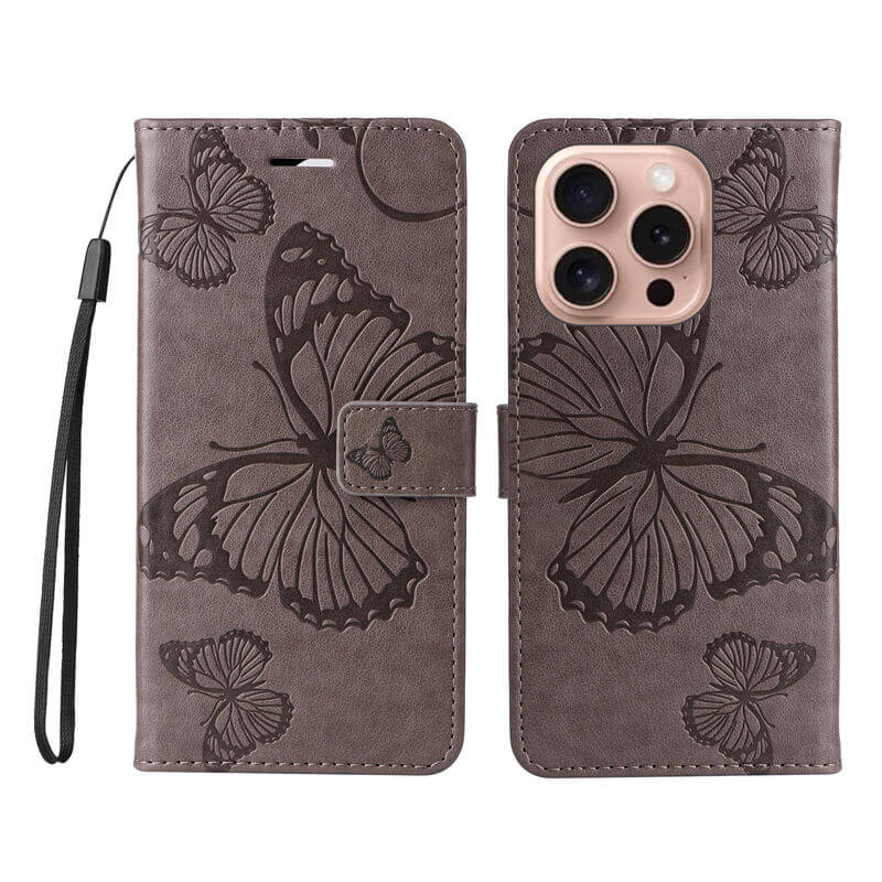 For iPhone 16 Pro Butterfly Embossed Wallet Magnetic Case