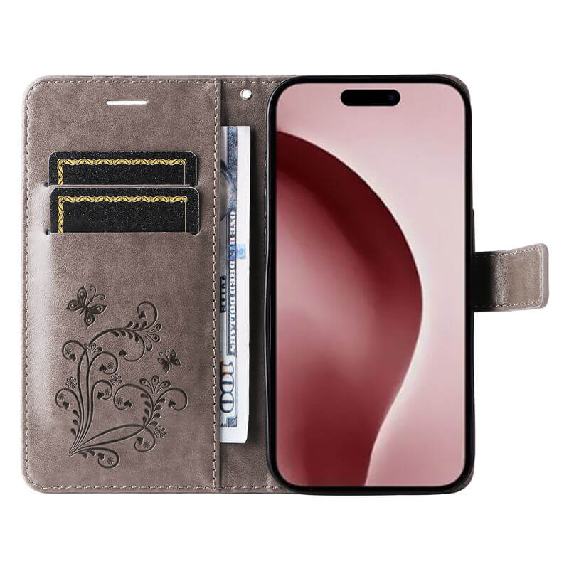 For iPhone 16 Pro Butterfly Embossed Wallet Magnetic Case