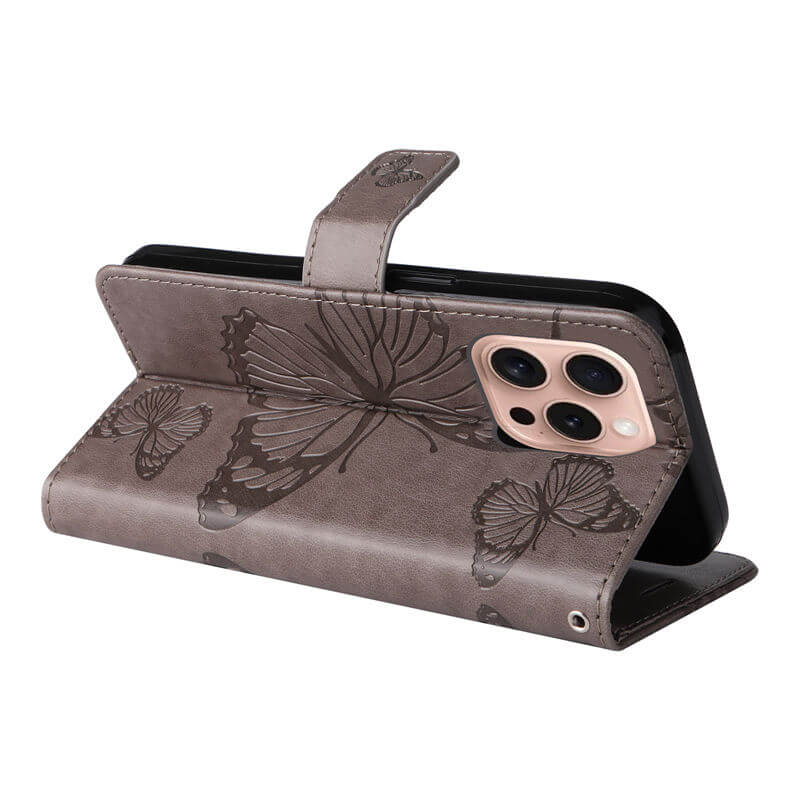 For iPhone 16 Pro Butterfly Embossed Wallet Magnetic Case