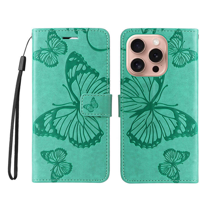 For iPhone 16 Pro Butterfly Embossed Wallet Magnetic Case