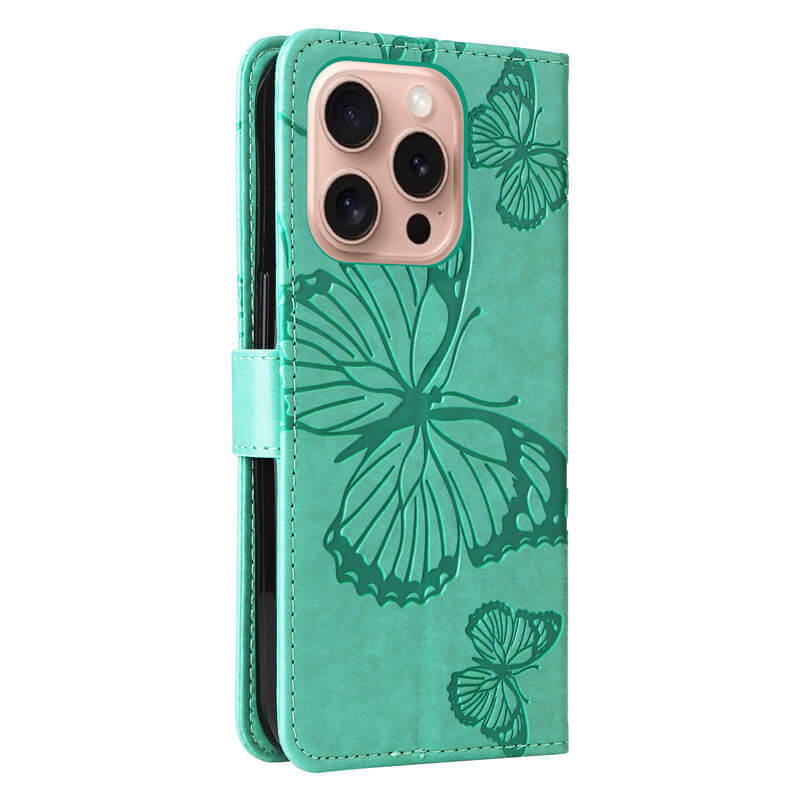 For iPhone 16 Pro Butterfly Embossed Wallet Magnetic Case