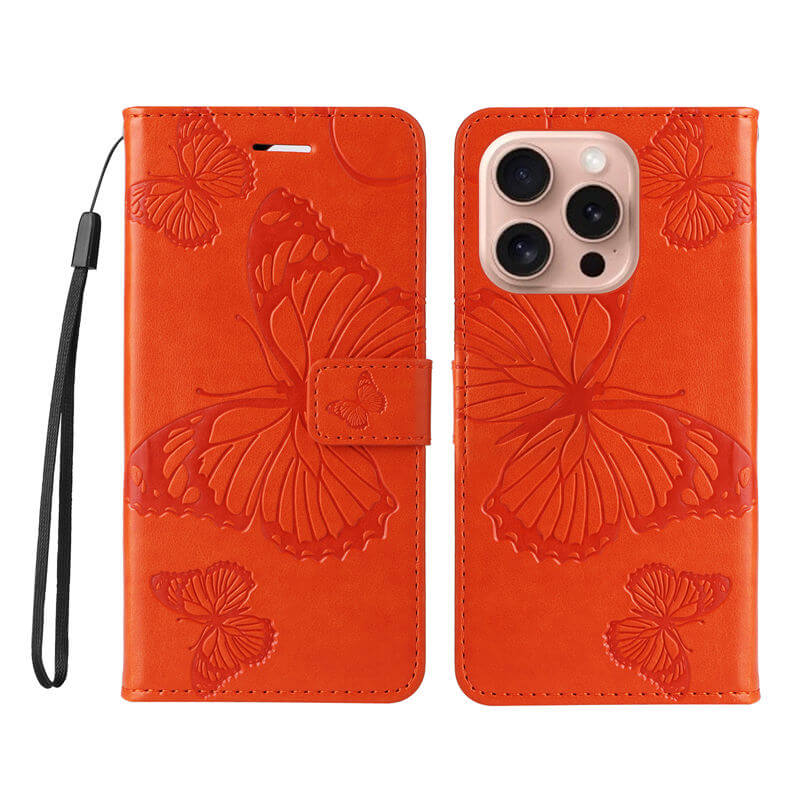 For iPhone 16 Pro Butterfly Embossed Wallet Magnetic Case