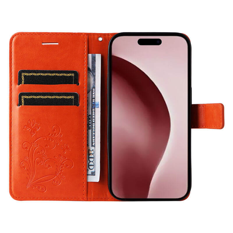 For iPhone 16 Pro Butterfly Embossed Wallet Magnetic Case