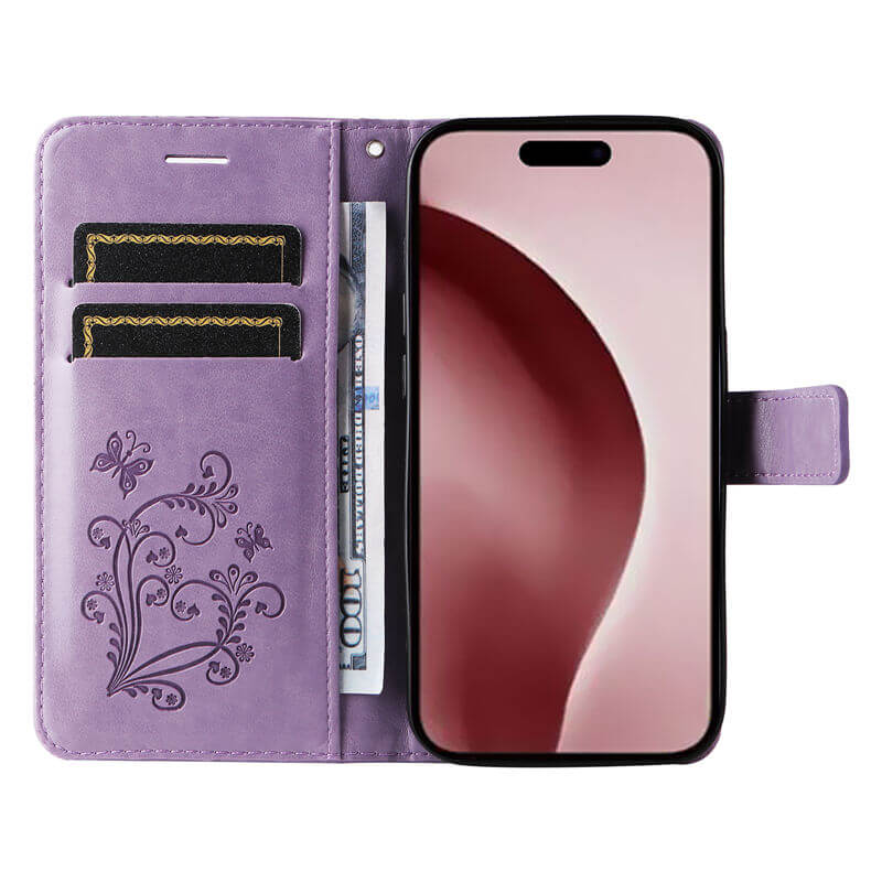 For iPhone 16 Pro Butterfly Embossed Wallet Magnetic Case