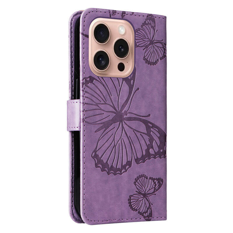 For iPhone 16 Pro Butterfly Embossed Wallet Magnetic Case