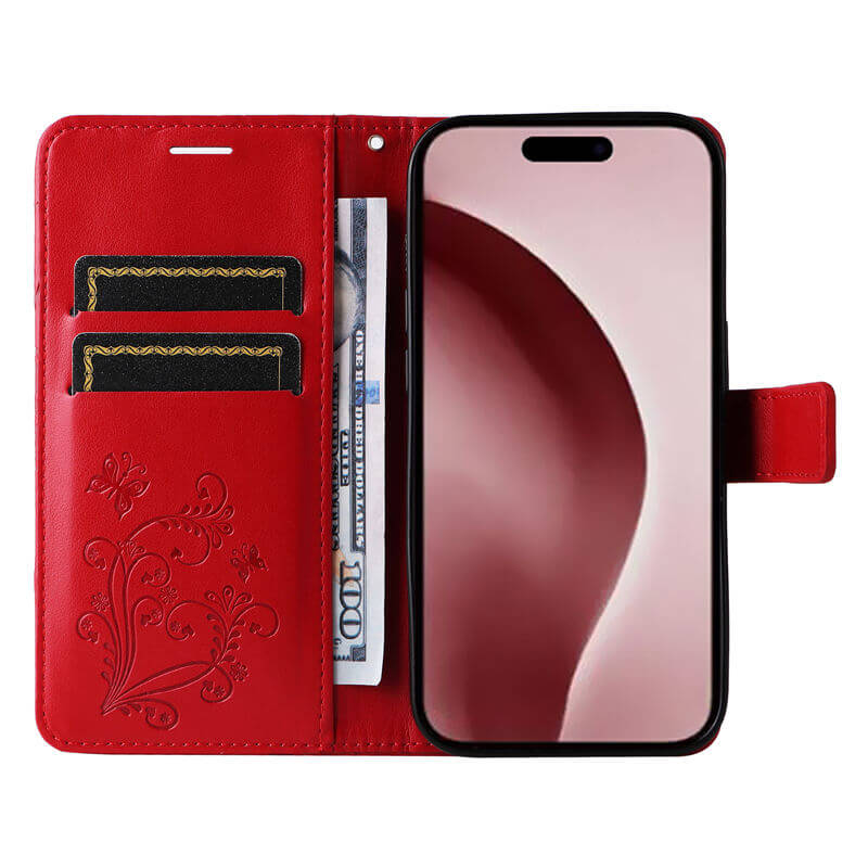 For iPhone 16 Pro Butterfly Embossed Wallet Magnetic Case