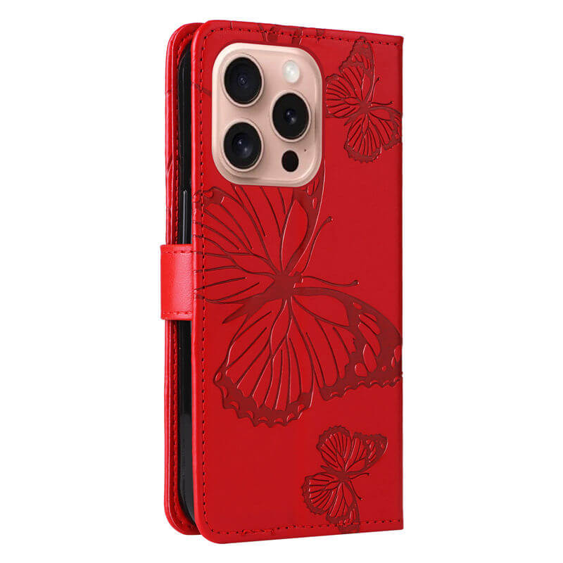 For iPhone 16 Pro Butterfly Embossed Wallet Magnetic Case