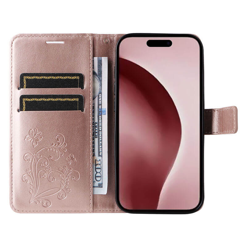 For iPhone 16 Pro Butterfly Embossed Wallet Magnetic Case