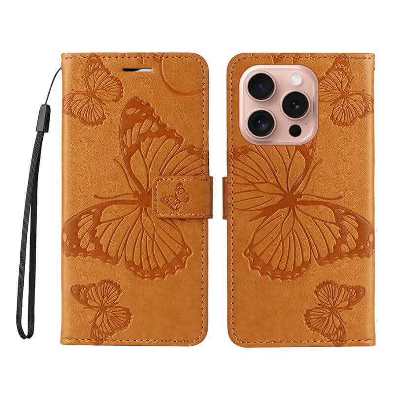 For iPhone 16 Pro Butterfly Embossed Wallet Magnetic Case