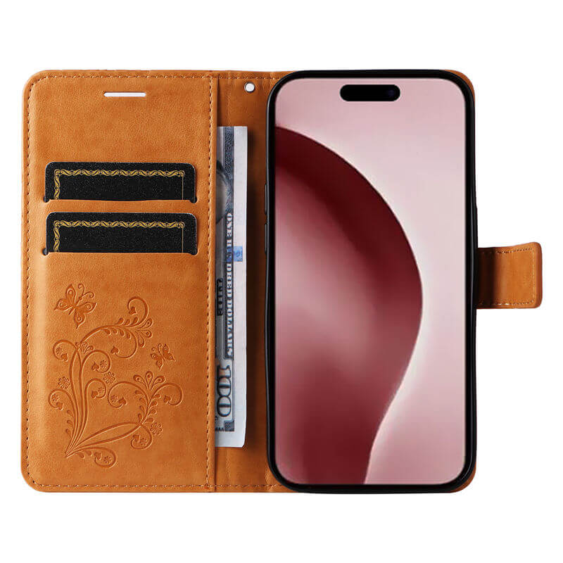 For iPhone 16 Pro Butterfly Embossed Wallet Magnetic Case