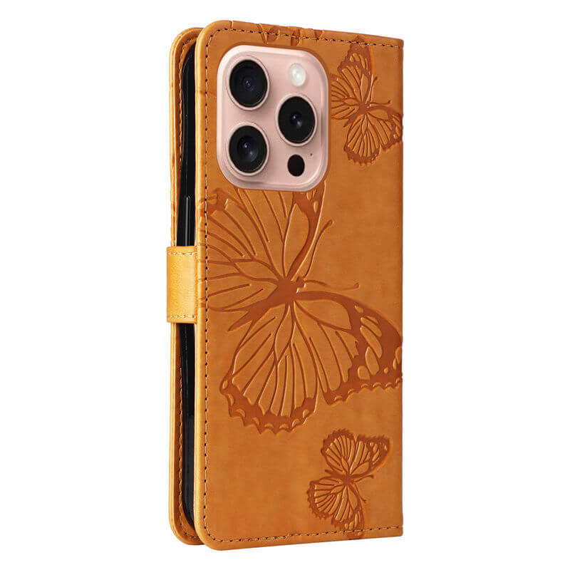 For iPhone 16 Pro Butterfly Embossed Wallet Magnetic Case