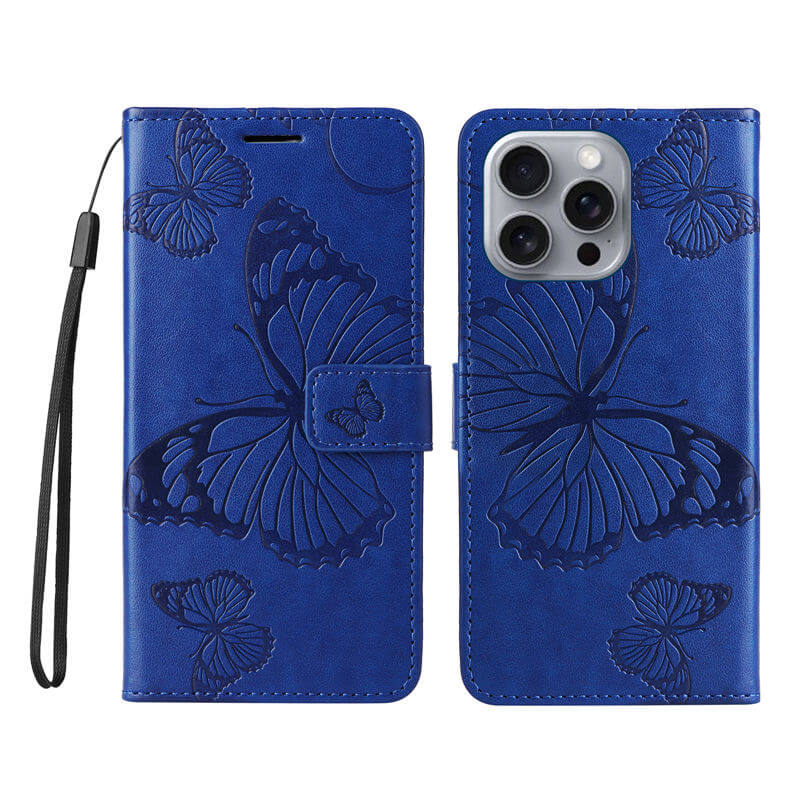 For iPhone 16 Pro Max Butterfly Embossed Wallet Magnetic Case