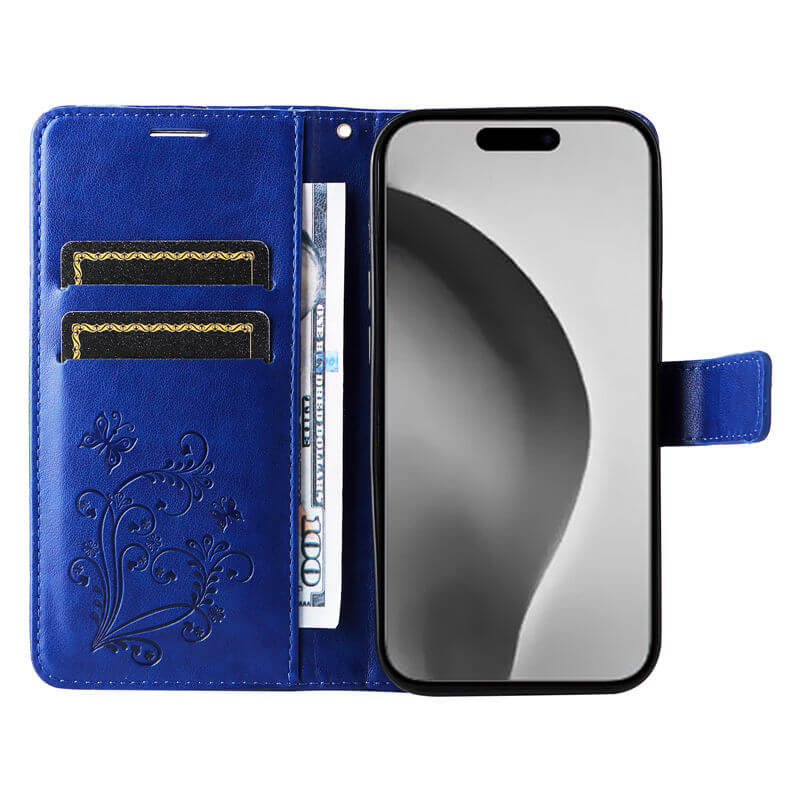 For iPhone 16 Pro Max Butterfly Embossed Wallet Magnetic Case