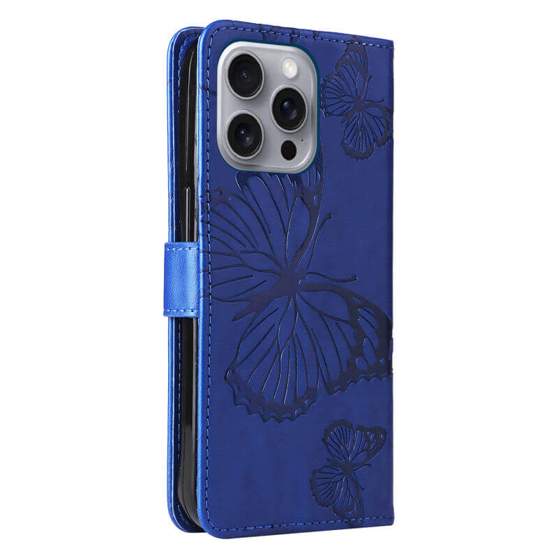 For iPhone 16 Pro Max Butterfly Embossed Wallet Magnetic Case