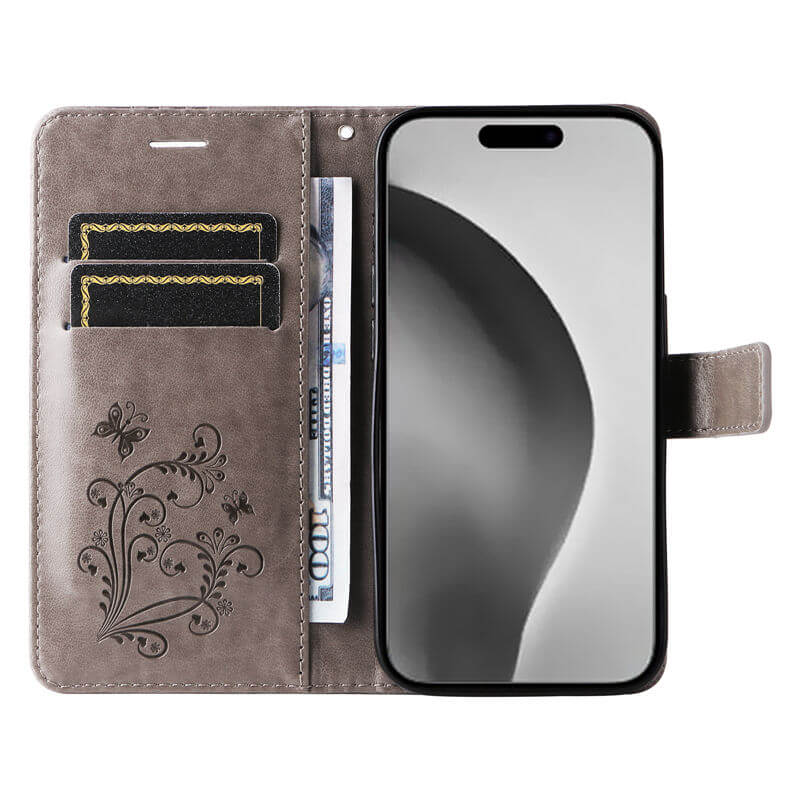 For iPhone 16 Pro Max Butterfly Embossed Wallet Magnetic Case