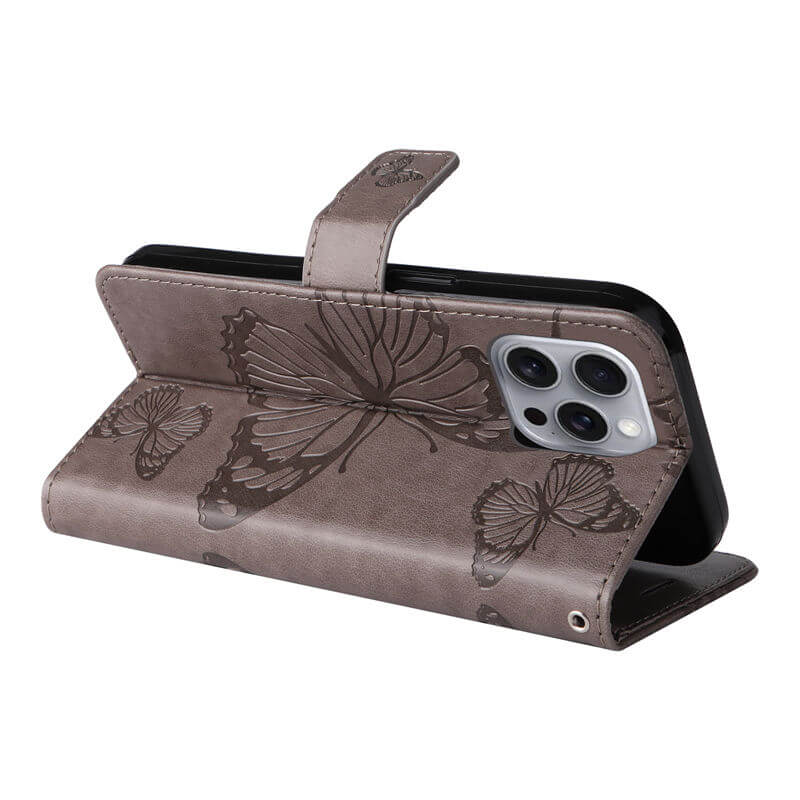 For iPhone 16 Pro Max Butterfly Embossed Wallet Magnetic Case