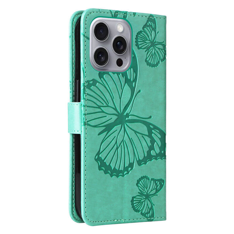 For iPhone 16 Pro Max Butterfly Embossed Wallet Magnetic Case