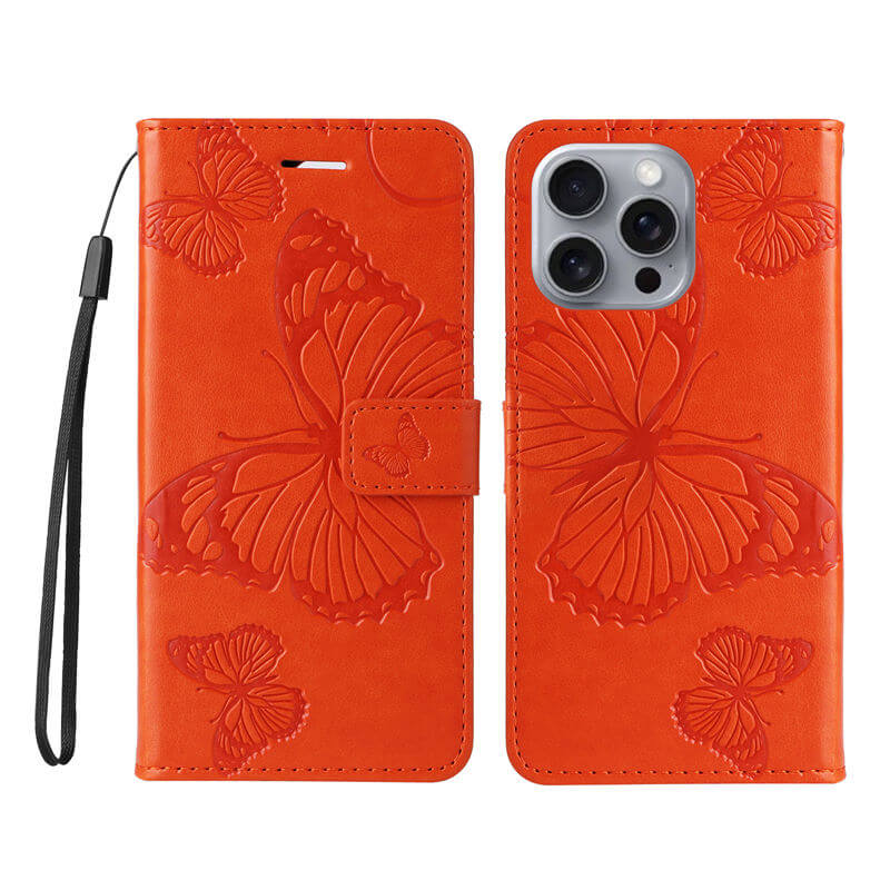 For iPhone 16 Pro Max Butterfly Embossed Wallet Magnetic Case