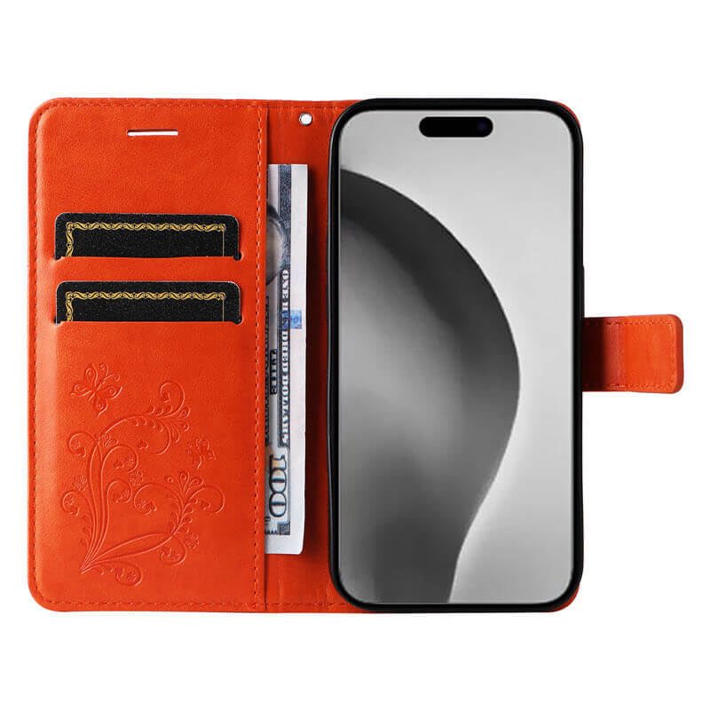 For iPhone 16 Pro Max Butterfly Embossed Wallet Magnetic Case