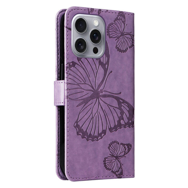 For iPhone 16 Pro Max Butterfly Embossed Wallet Magnetic Case