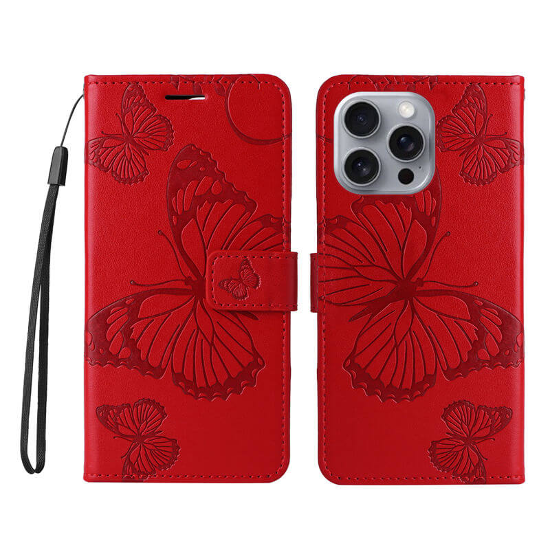 For iPhone 16 Pro Max Butterfly Embossed Wallet Magnetic Case