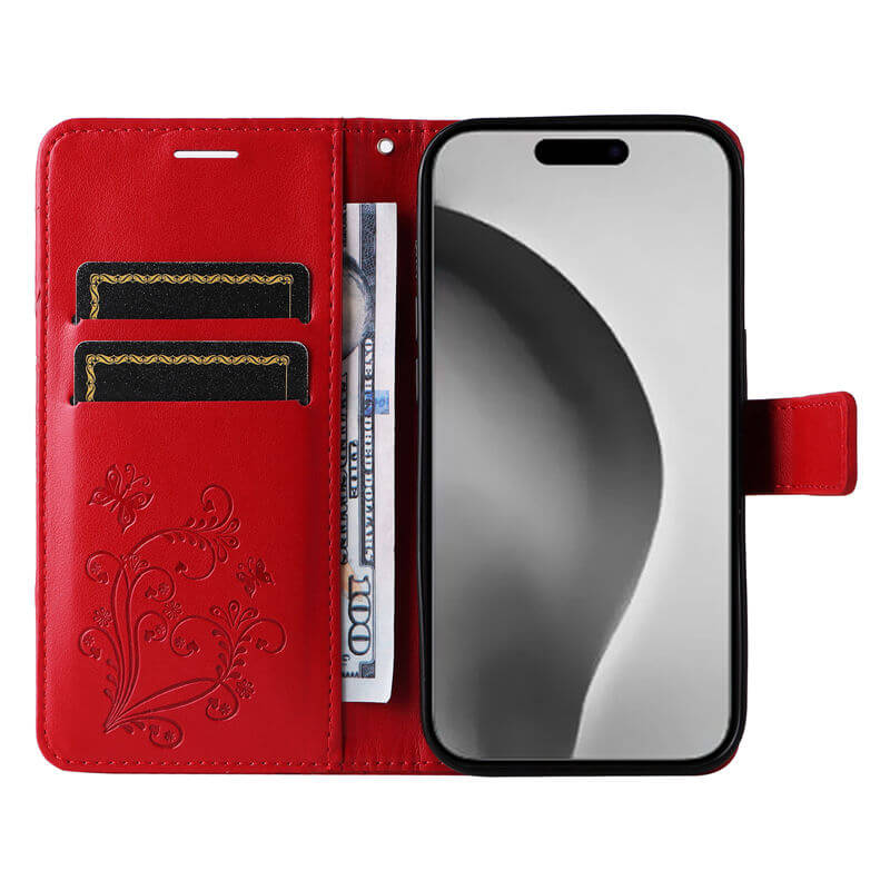 For iPhone 16 Pro Max Butterfly Embossed Wallet Magnetic Case