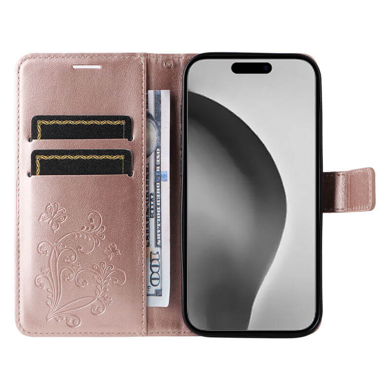 For iPhone 16 Pro Max Butterfly Embossed Wallet Magnetic Case