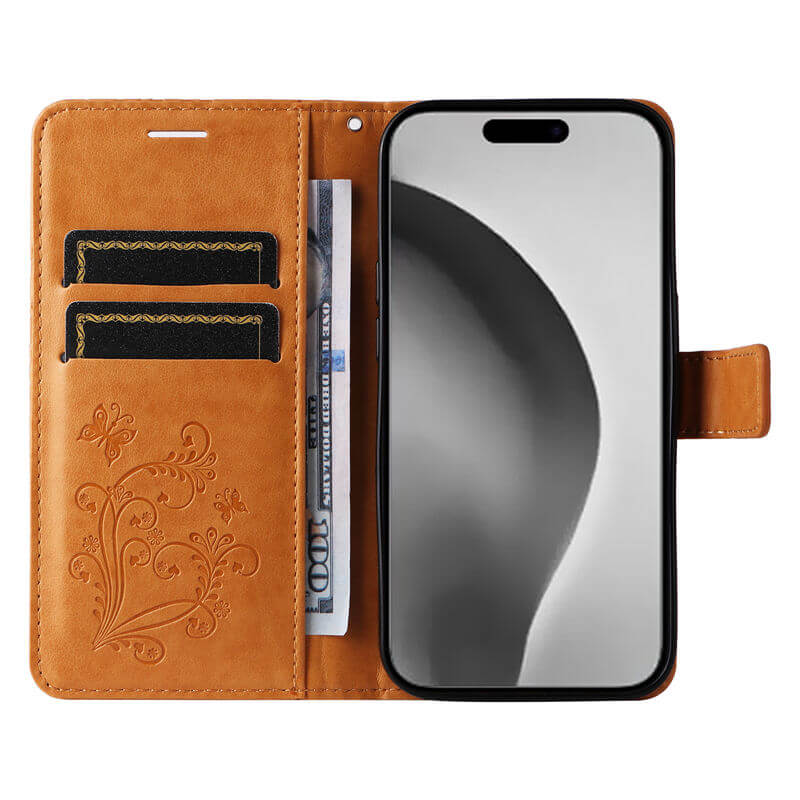 For iPhone 16 Pro Max Butterfly Embossed Wallet Magnetic Case