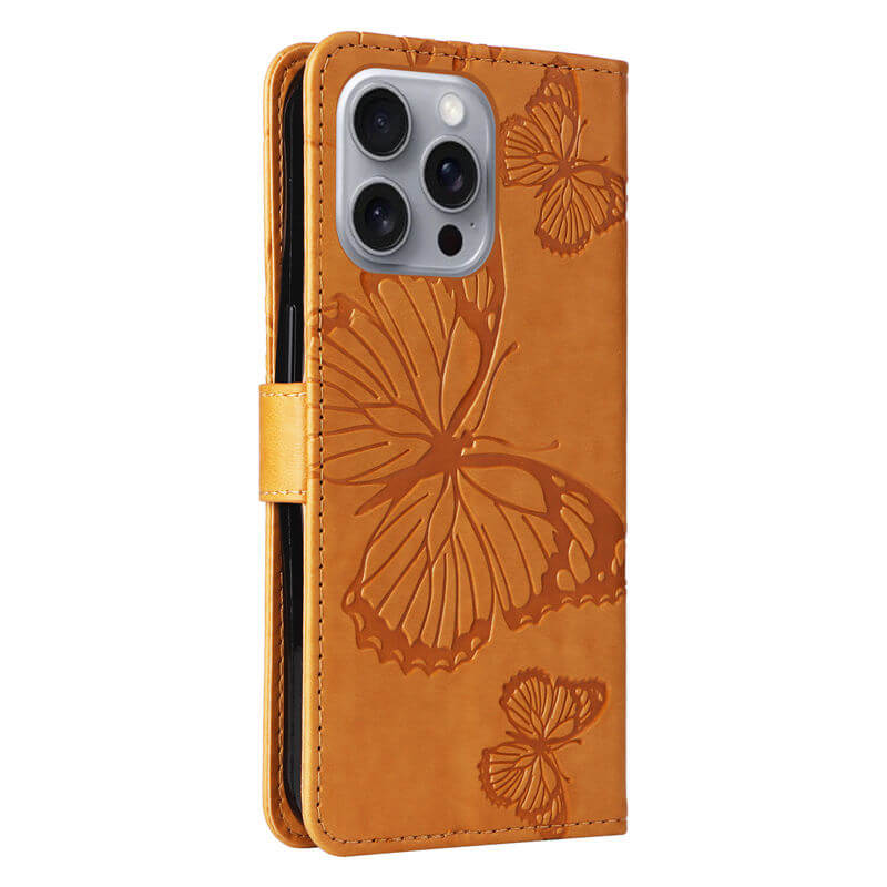 For iPhone 16 Pro Max Butterfly Embossed Wallet Magnetic Case