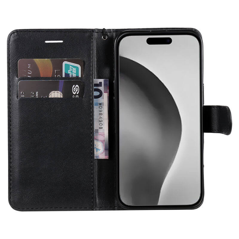 For iPhone 16 Pro Max Solid Color Wallet Magnetic Kickstand Case