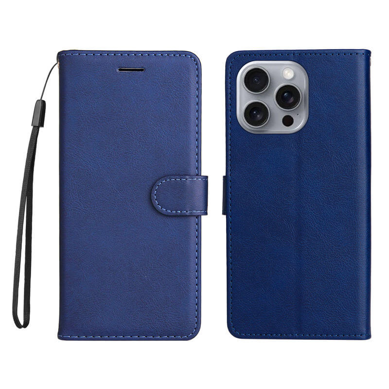 For iPhone 16 Pro Max Solid Color Wallet Magnetic Kickstand Case