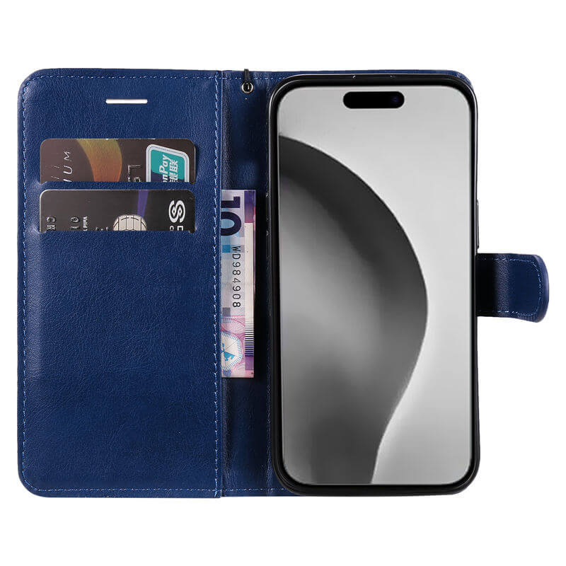 For iPhone 16 Pro Max Solid Color Wallet Magnetic Kickstand Case