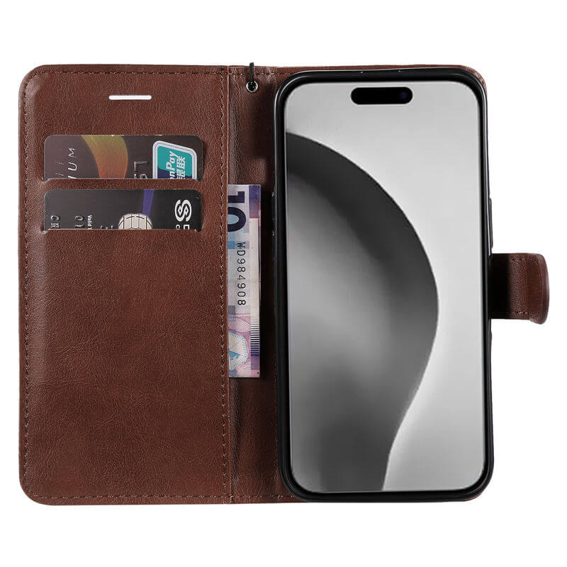 For iPhone 16 Pro Max Solid Color Wallet Magnetic Kickstand Case