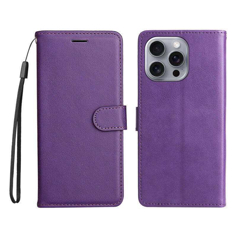 For iPhone 16 Pro Max Solid Color Wallet Magnetic Kickstand Case