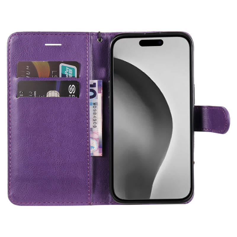 For iPhone 16 Pro Max Solid Color Wallet Magnetic Kickstand Case