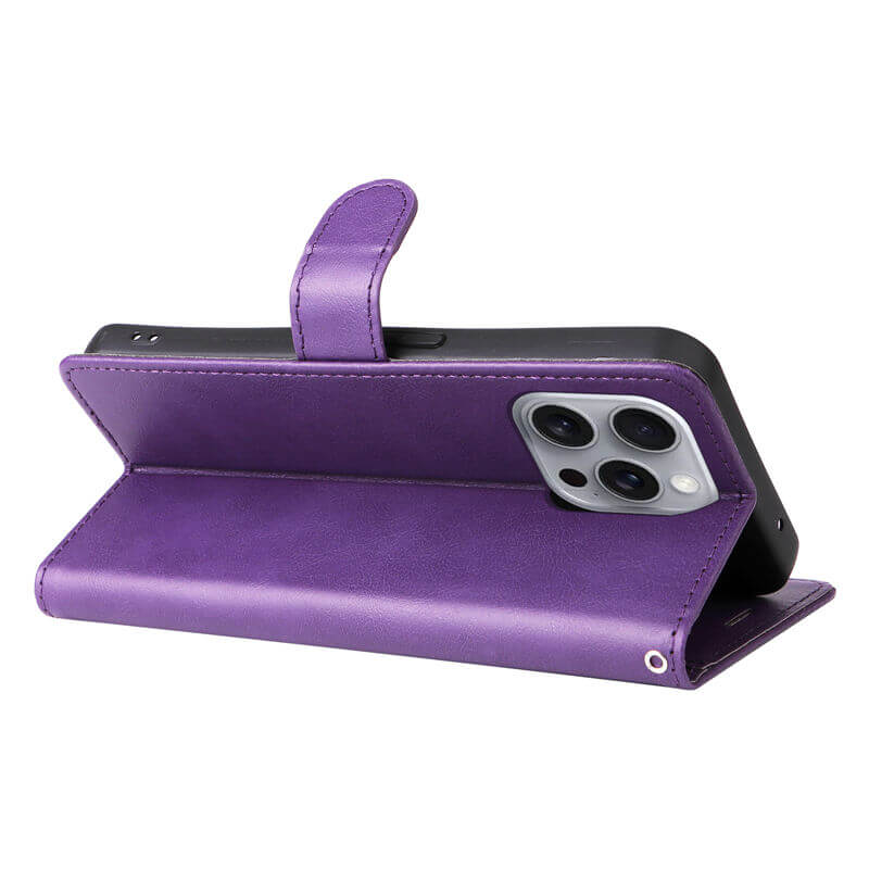 For iPhone 16 Pro Max Solid Color Wallet Magnetic Kickstand Case