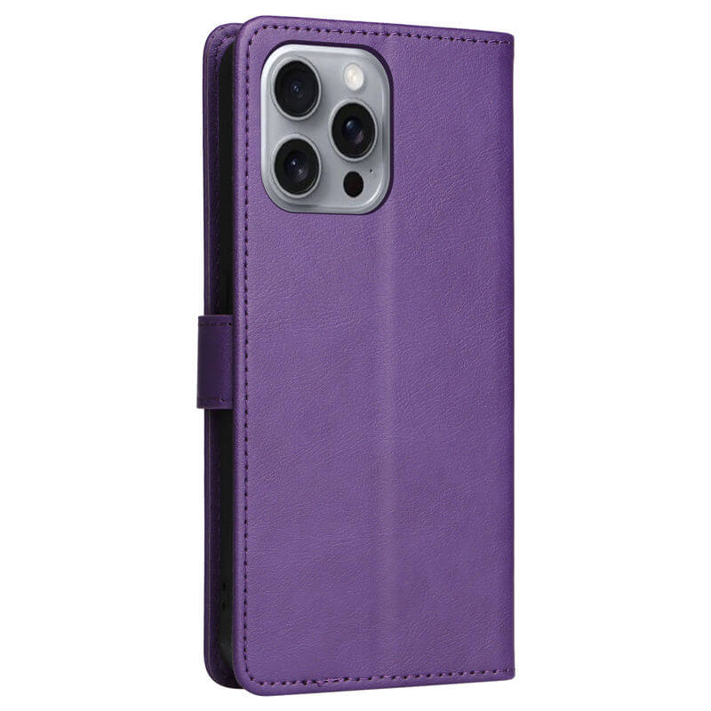 For iPhone 16 Pro Max Solid Color Wallet Magnetic Kickstand Case