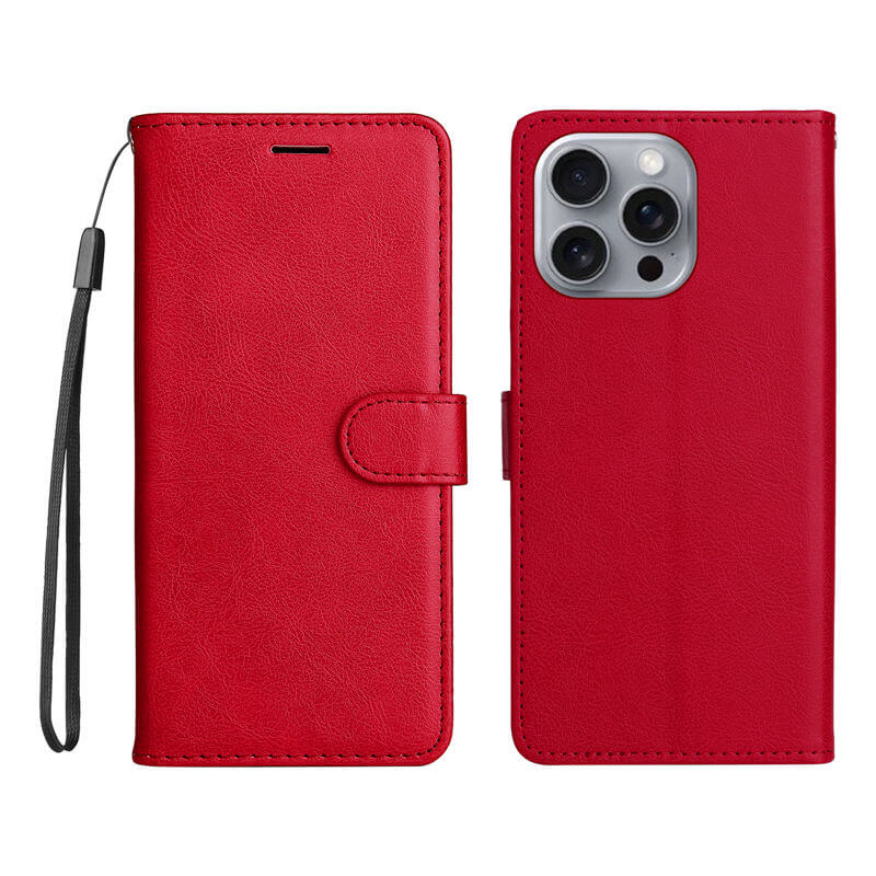 For iPhone 16 Pro Max Solid Color Wallet Magnetic Kickstand Case