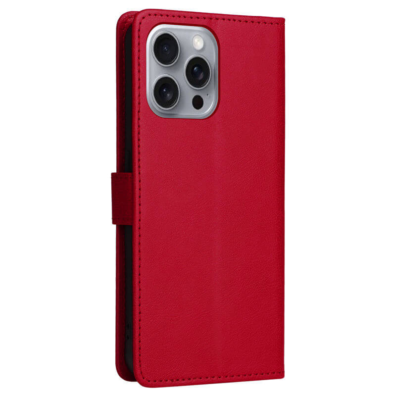 For iPhone 16 Pro Max Solid Color Wallet Magnetic Kickstand Case