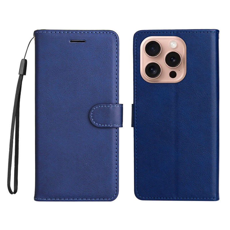 For iPhone 16 Pro Solid Color Wallet Magnetic Kickstand Case