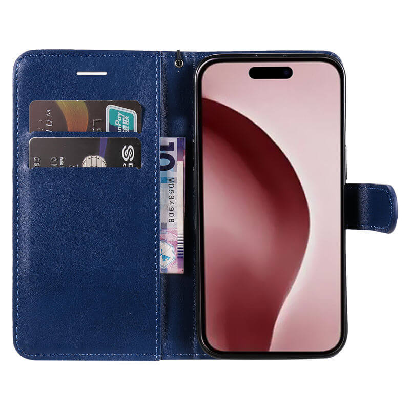 For iPhone 16 Pro Solid Color Wallet Magnetic Kickstand Case