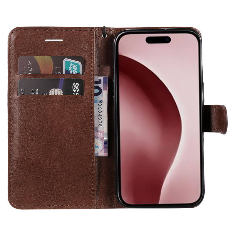 For iPhone 16 Pro Solid Color Wallet Magnetic Kickstand Case