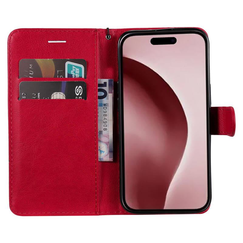 For iPhone 16 Pro Solid Color Wallet Magnetic Kickstand Case