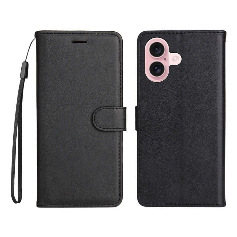 For iPhone 16 Solid Color Wallet Magnetic Kickstand Case