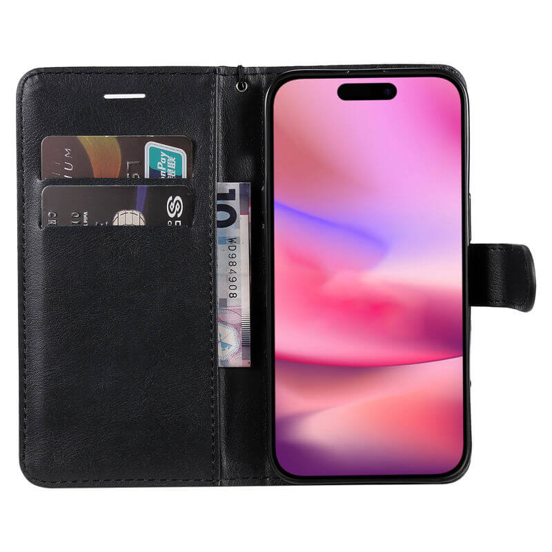 For iPhone 16 Solid Color Wallet Magnetic Kickstand Case