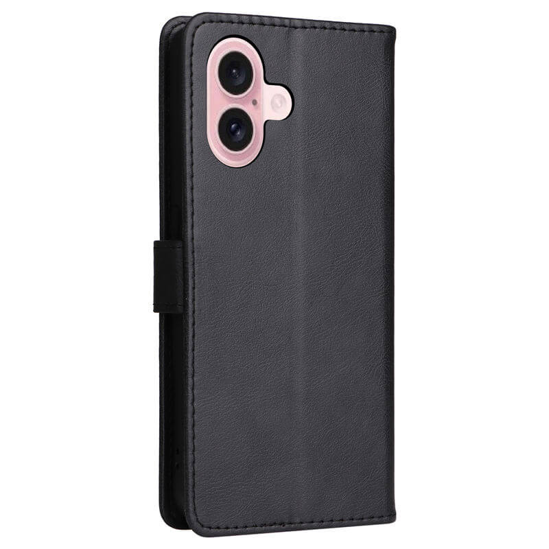 For iPhone 16 Solid Color Wallet Magnetic Kickstand Case