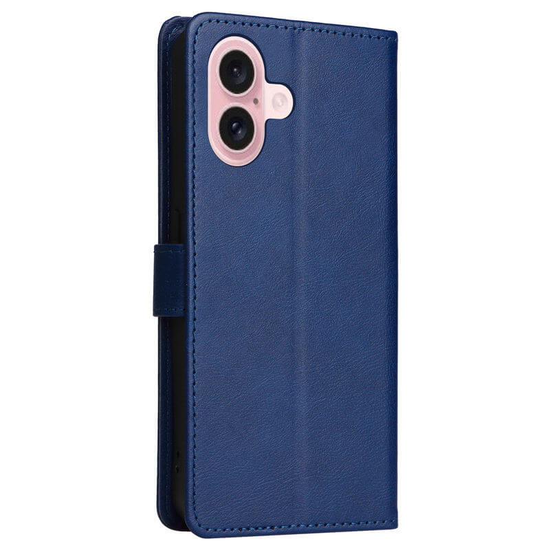 For iPhone 16 Solid Color Wallet Magnetic Kickstand Case