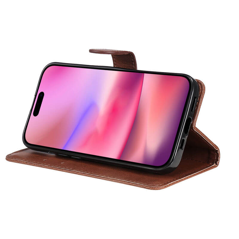 For iPhone 16 Solid Color Wallet Magnetic Kickstand Case