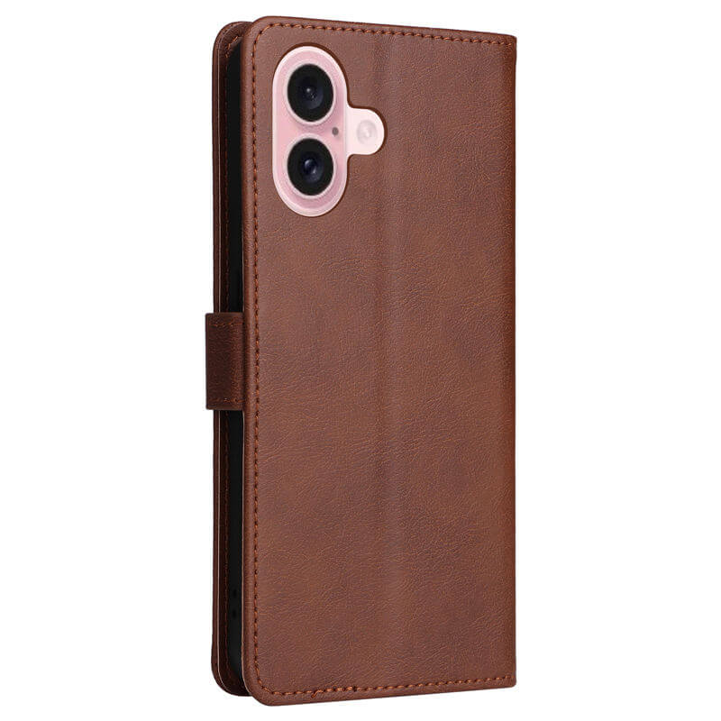 For iPhone 16 Solid Color Wallet Magnetic Kickstand Case